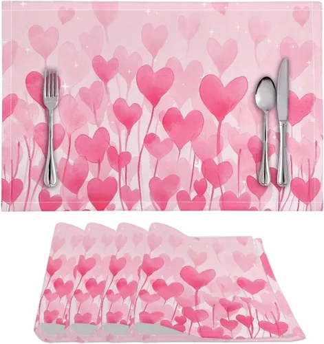 Vista 28 de BIGCARJOB Mantel individual de diseño personalizado, 4 piezas, tapete de mesa resistente al corazón, 12 x 18 pulgadas 1-diseño personalizado