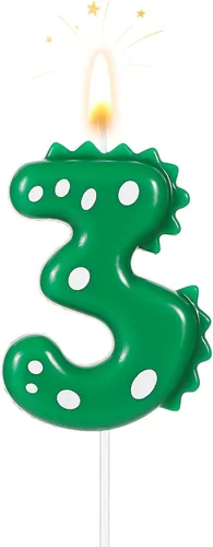 Vista 8 de Velas con números de cumpleaños, velas de dinosaurio de 2.8 pulgadas, velas de cumpleaños para tartas, velas de dinosaurio, decoración de fiestas