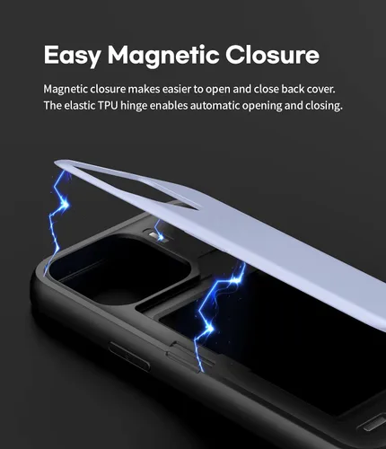 Vista 4 de GOOSPERY Parachoques magnético para puerta compatible con iPhone 13 Mini, tarjetero tipo cartera, cierre automático, protección de doble capa
