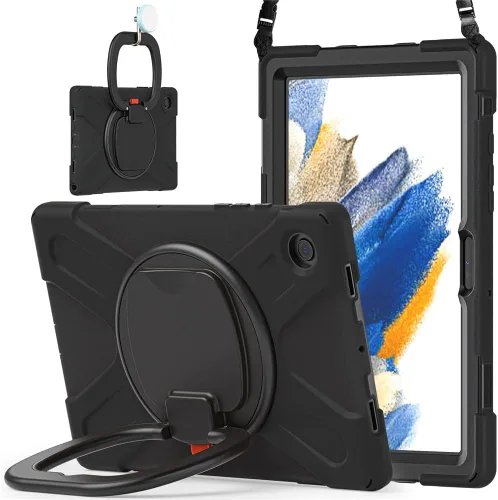 Vista 142 de 360 Rotation Case for Galaxy Tab ActivePro/Tab Active4 Pro/Active 5 Pro 10.1" Sturdy Cover Rotate Ring Stand Shoulder Carrying Strap Hand Strap