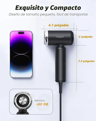 Vista 4 de Secador de pelo de viaje de doble voltaje, mini secadora de alta velocidad para secado rápido, secador de pelo iónico con difusor de regalo