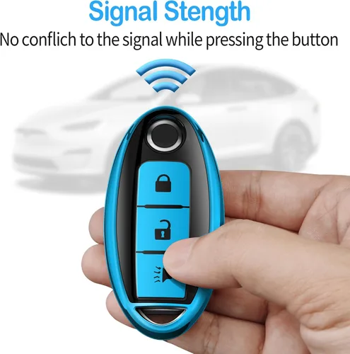 Vista 5 de Tukellen Compatible con Nissan - Funda para llavero de TPU suave para Infiniti X-Trail Rogue Altima Quest Pathfinder Sentra Patrol CIMA Fuga Armada