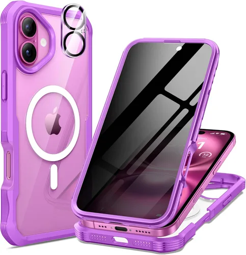 Vista 18 de seacosmo para iPhone Air Funda, Carcasa Completa con Protector de Privacidad de Vidrio Templado 9H Integrado y Protector de Lente de Cámara