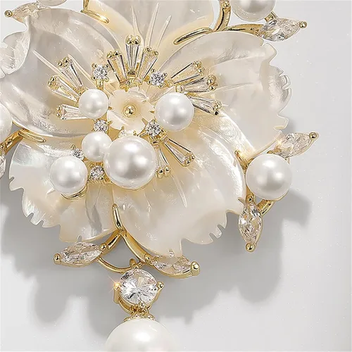 Vista 8 de Broche de la serie floral para mujer, moda grande, broches y alfileres de disfraz para regalo de Navidad