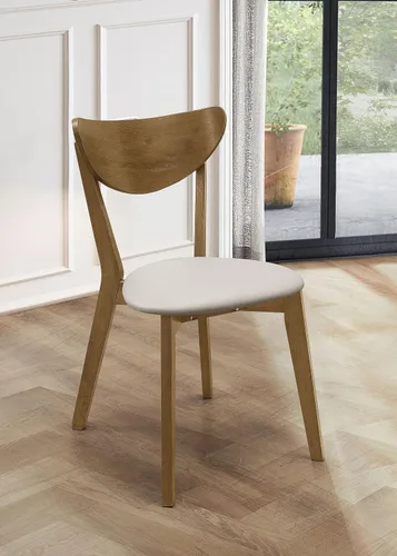 Vista 2 de Silla Bentwood para comedor con cojín y asiento tapizados, diseño escandinavo moderno de mediado de siglo, por Coaster Home Furnishings, (juego de 2)