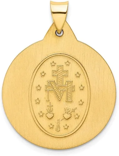 Vista 3 de Diamond2Deal Colgante de medalla milagrosa de oro amarillo pulido y satinado de 14 k para mujer (L- 1.339 in W- 0.984 in), Oro amarillo