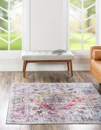 Vista 11 de Unique Loom Yara Collection - Alfombra de área Yash (2' x 3' Rectángulo, Lino Carbón/Beige)