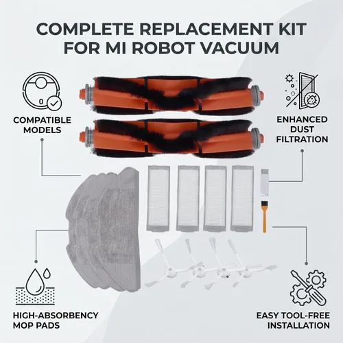 Vista 4 de Kit de cepillo de repuesto para trapeador de aspirador robot 2 Lite 2 Pro MJSTL MJST1S, accesorios de aspiradora de 16 piezas con cepillos
