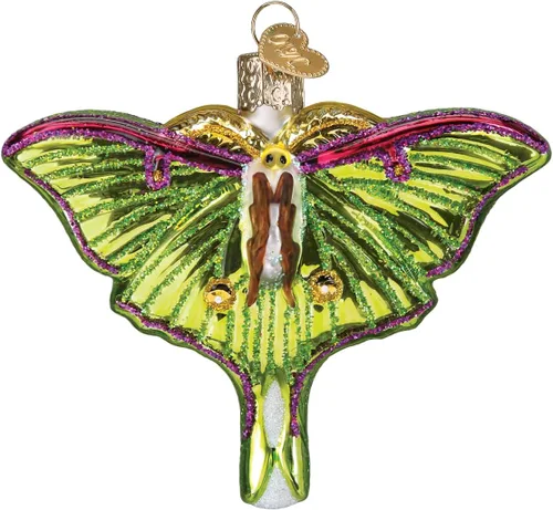 Vista 6 de Old World Christmas - Adorno de mariposa brillante de vidrio soplado para árbol de Navidad