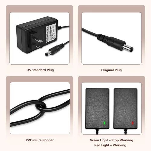 Vista 5 de Cargador masajeador de cuello de 12 V para masajeador de espalda y cuello Zyllion Shiatsu, compatible con RESTECK/Vellax/Medcursor/Mirakel/InvoSpa