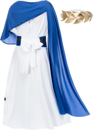 Vista 3 de Disfraz griego de Toga para niños, Grecia antigua, mitos, filósofo, Roma, nobleza, cosplay Azul