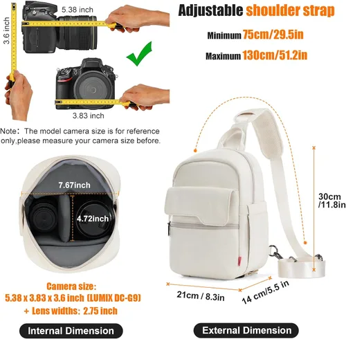 Vista 4 de Cwatcun - Bolso para cámara cruzado al hombro y bandolera, maletín ligero para fotografía DSLR/SLR/sin espejo con soporte para trípode y funda