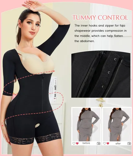 Vista 6 de MERYOSZ Fajas moldeadoras para mujer con control de abdomen, faja de entrenamiento de cintura, fajas colombianas, overol moldeador de cuerpo completo
