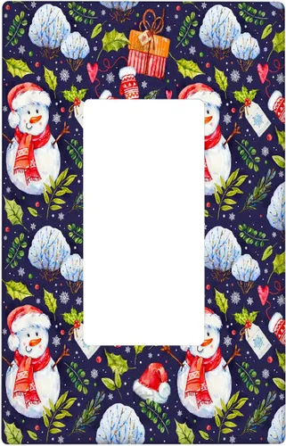 Vista 61 de Cubierta de interruptor de luz dúplex de 1 banda, cubierta decorativa de Navidad con copos de nieve rojos, placa frontal decorativa para cocina