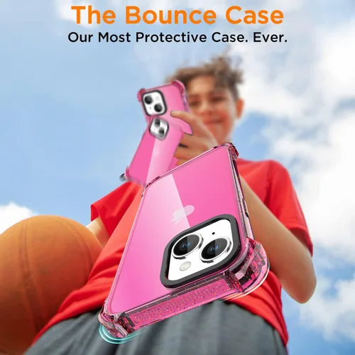 Vista 8 de AICase Funda Rebote Rosa Neón Brillante Compatible con iPhone 15, Transparente a Prueba de Impactos Resistente a Golpes Linda Femenina Adolescente