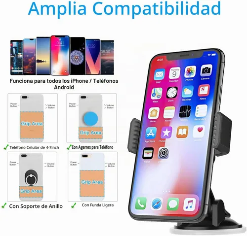 Vista 7 de APPS2Car Soporte de teléfono con ventosa para automóvil con brazo ajustable, soporte de teléfono de perfil bajo, soporte compacto para parabrisas