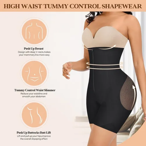 Vista 2 de Popilush Fajas moldeadoras colombianas posparto Fajas moldeadoras para control de abdomen, levantador de glúteos, fajas moldeadoras de cuerpo