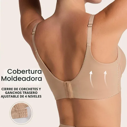 Vista 3 de Leonisa High Profile – Back Smoothing Bras for Women, Full Coverage Underwire Bra, Adjustable Hook & Eye Closure 801 - Beige dorado