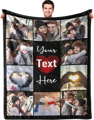 Vista 18 de Envía al Día Siguiente Manta Personalizada con Imagen para Mi Esposa Manta Foto Personalizada Regalo de Boda para Pareja Día de San Valentín