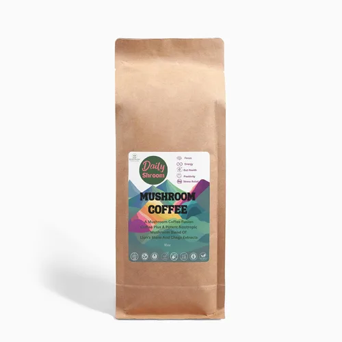 Vista 5 de Daily Shroom - Mezcla de café orgánico de hongos 100% natural, sin OMG, melena de león y chaga para concentración, energía y apoyo inmunológico, 16