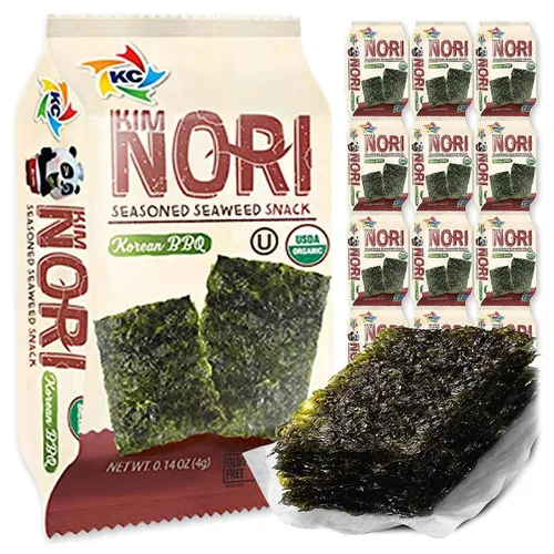 Vista 5 de KIMNORI Bocadillos de algas orgánicas prémium – Crujiente barbacoa coreana (KBBQ) Laver, Keto, vegano y superalimento bajo en calorías, 12 paquetes