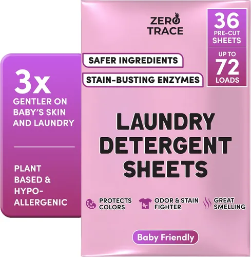 Vista 11 de Zero Trace Hojas de detergente para ropa totalmente natural, ecológicas, jabón de lavandería, detergente para ropa activa de viaje
