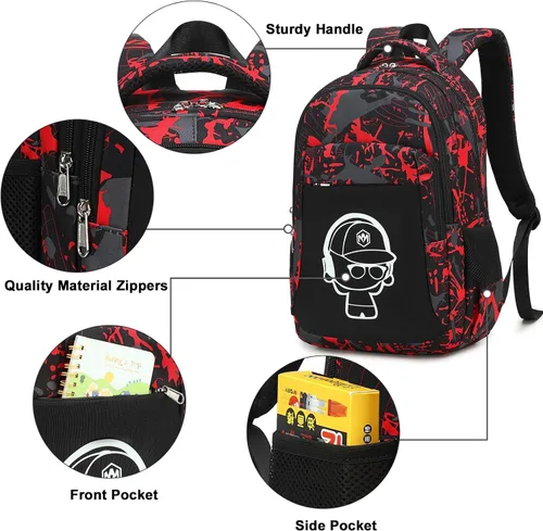 Vista 6 de Mochila escolar para niños con fiambrera para niñas, bolsa de libros, mochila escolar preescolar, jardín de infantes, mochila para niños pequeños