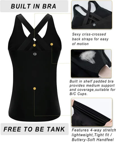 Vista 4 de RUNNING GIRL Sports Bra for Women, Criss-Cross Back Padded Strappy Sports Bras Medium Support Yoga Bra with Removable Cups