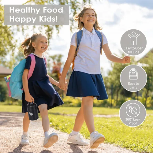 Vista 6 de HOUSETEC Termo para comida caliente – Contenedor de alimentos aislado con tenedor y cuchara plegable, termo de alimentos a prueba de fugas