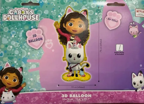 Vista 3 de Gabby's Dollhouse - Globo inflable de aluminio de 30 pulgadas