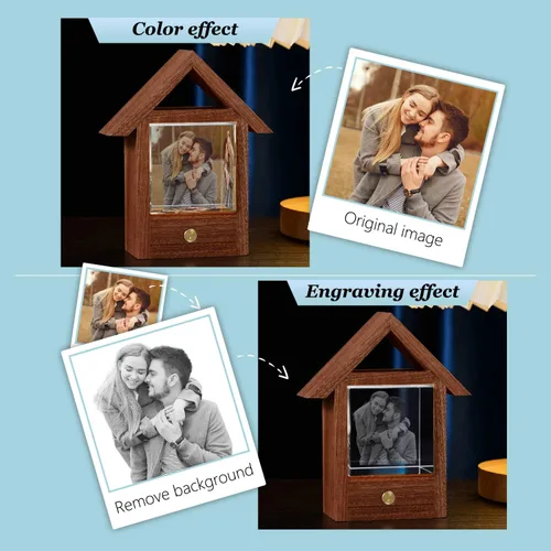 Vista 2 de Foto de cristal personalizada, regalos personalizados con tu propia foto para mamá, papá, pareja, familia, impresión en color personalizada, regalos