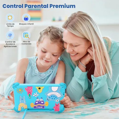 Vista 3 de Trayoo Tableta infantil de 7 pulgadas para niños de 3 a 12 años, tableta Android de 32 GB para niños pequeños con funda sólida, YouTube, Netflix