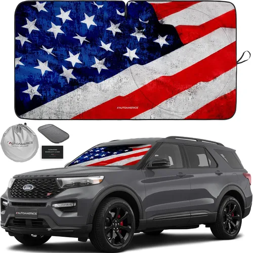 Vista 65 de Parasol de Parabrisas de Una Pieza - Parasol Cromado Líquido Plegable para Ventana Delantera de Auto para Carros SUV Camión - Protector Visor