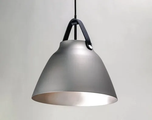 Vista 2 de Maxim 11356TNBK - Lámpara de techo colgante escandinava de metal, 1 luz de 60 vatios, 15 pulgadas de alto x 14 pulgadas de ancho, cuero