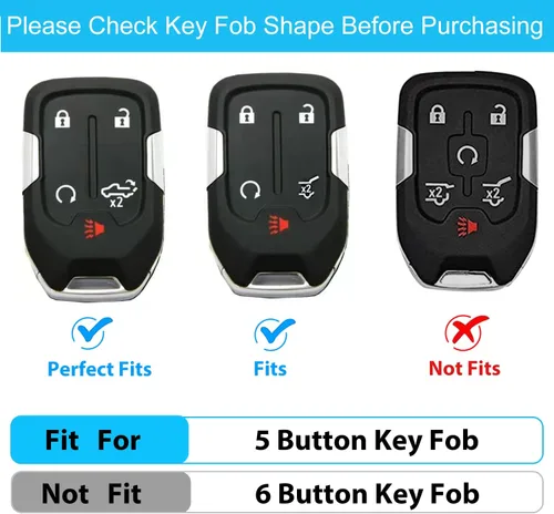 Vista 2 de OLLEN Funda para llavero para GMC Acadia/Terreno/Sierra, compatible con Chevy Silverado 2017-2024, funda de llave de TPU suave de protección