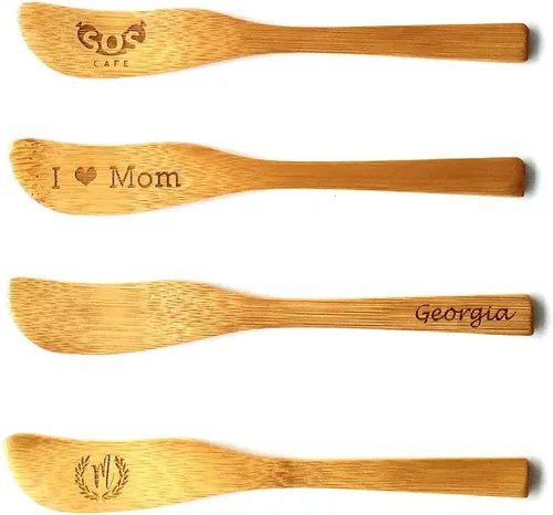 Vista 2 de Awerise Esparcidor de cuchillos de queso de madera reutilizable, esparcidor de cuchillos de mantequilla, esparcidor de gelatina, utensilios para Sin