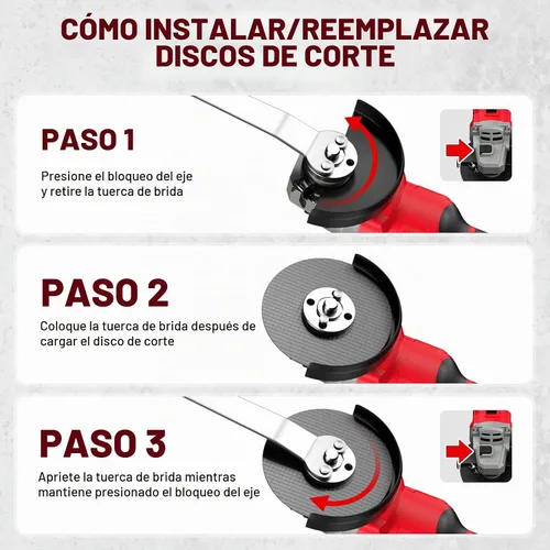 Vista 6 de FULLYEA Amoladora angular inalámbrica de 4-1/2 pulgadas, 12000 RPM sin escobillas, herramientas eléctricas con batería de 2 x 4.0 Ah, amoladora