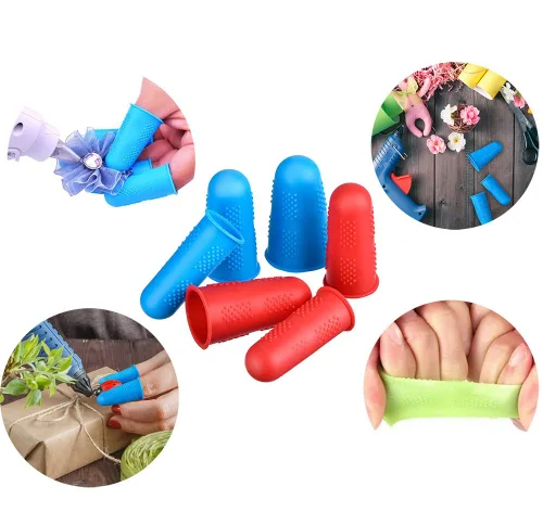 Vista 6 de 30 tapas de silicona para pistola de pegamento caliente, 5 colores protectores de dedos