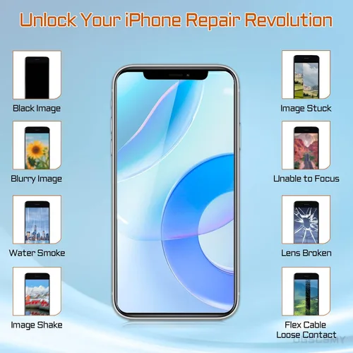 Vista 4 de para iPhone 11 Kit de reparación de repuesto de cámara frontal 12MP 6.1 ", iPhone11 OEM frente a la lente del módulo parte estructurada receptor
