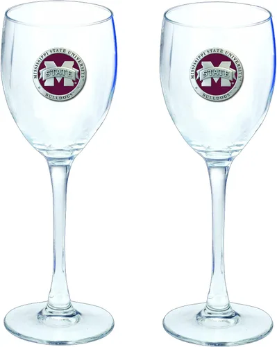 Vista 45 de Heritage Pewter Copas de vidrio de Arkansas, juego de 2, copas de vino de copa de 12 onzas, vidrio de peltre elaborado por expertos