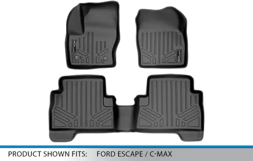 Vista 5 de MAXLINER - Juego de alfombrillas de suelo de ajuste personalizado de 2 filas compatibles con Ford Escape 2013-2019