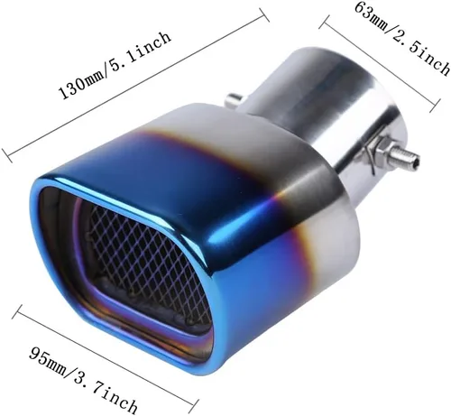 Vista 2 de Punta Cuadrada de Escape de Automóvil de Acero Inoxidable, de 2.5" a 3.7" Tubo de Escape Universal para Automóvil Tubo de Cola Garganta Tubo