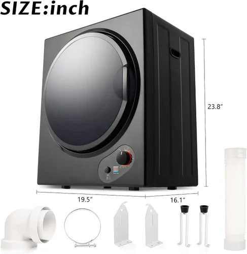 Vista 8 de Secadora de ropa portátil, 120 V/850 W, sensor de humedad inteligente, panel de control LCD, calefacción, secadora de ropa con tambor de acero