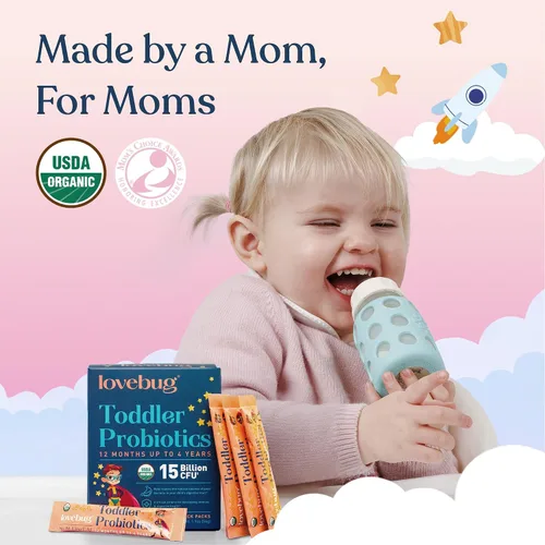 Vista 10 de LOVEBUG Polvo probiótico para niños con fibra prebiótica – Apoyo inmunitario y alivio del estreñimiento – Probióticos orgánicos USDA para la salud