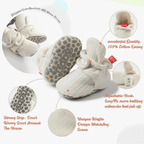 Vista 5 de Botines de forro polar para bebés, niños y niñas, pantuflas antideslizantes con agarre suave, zapatos de calcetín para recién nacidos, cuna