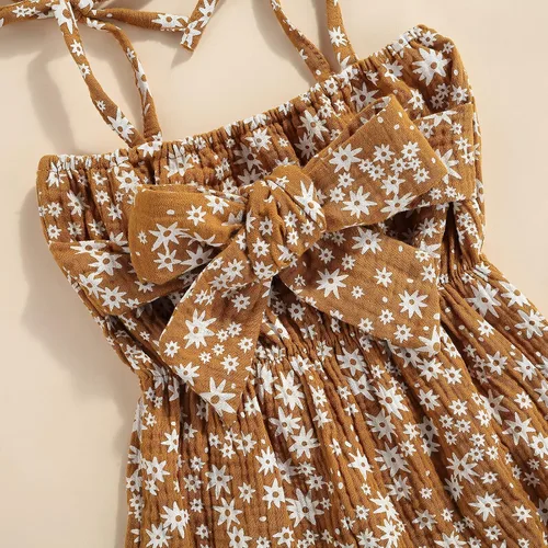 Vista 5 de 2 piezas de ropa para bebé recién nacido, overol a rayas, traje de diadema para niñas de 0 a 24 meses
