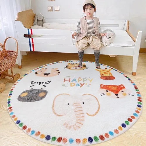 Vista 12 de Poowe ABC Animals - Alfombra de juego para niños, alfombra redonda educativa del alfabeto, suave, antideslizante, para el dormitorio de los niños