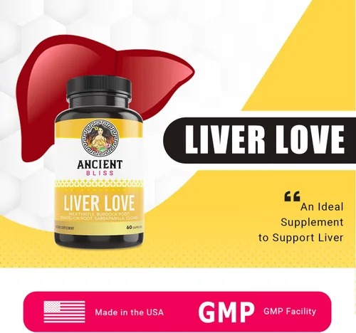 Vista 2 de Ancient Bliss Liver Love - Suplemento natural de desintoxicación hepática y salud hepática de cardo mariano - Apoya el hígado saludable en hombres