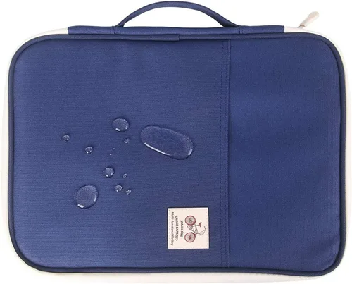 Vista 8 de JAKAGO Cartera de viaje A4 Organizador de documentos multifuncional con cremallera para suministros de oficina (azul)