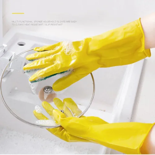 Vista 9 de iplusmile 1 par de guantes de látex guantes de limpieza para el hogar, guantes de lavandería, herramientas de limpieza para el hogar, almohadilla